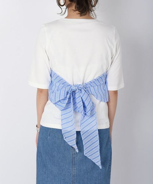 Khaju(カージュ)の「Khaju:ストライプビスチェトップス(Tシャツ/カットソー・レディース・ホワイト/ブラック・ONE SIZE)」の6枚目の写真