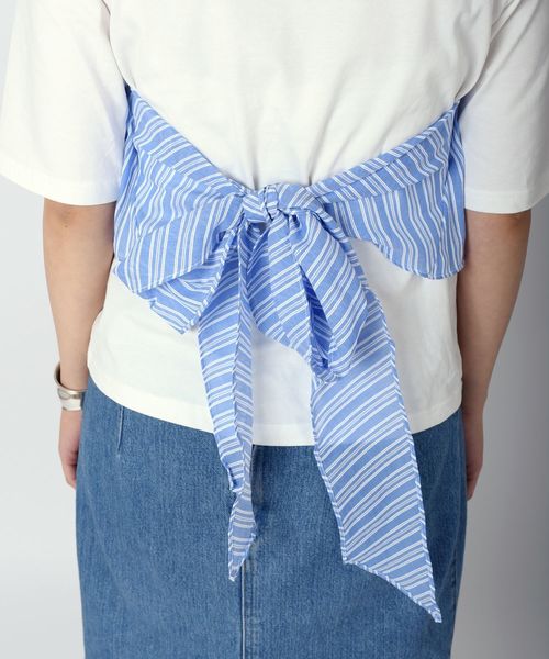 Khaju(カージュ)の「Khaju:ストライプビスチェトップス(Tシャツ/カットソー・レディース・ホワイト/ブラック・ONE SIZE)」の9枚目の写真