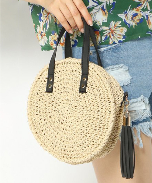 VENCEEXCHANGE（ヴァンスエクスチェンジ）の「ペーパーサークル2WAYショルダー（かごバッグ・レディース・オフホワイト/ブラック/ライトブラウン・FREE）」の8枚目の写真