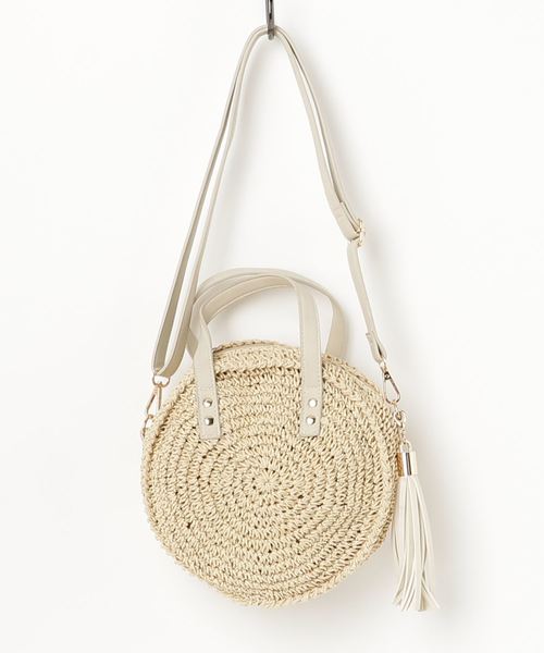 VENCEEXCHANGE（ヴァンスエクスチェンジ）の「ペーパーサークル2WAYショルダー（かごバッグ・レディース・オフホワイト/ブラック/ライトブラウン・FREE）」の2枚目の写真