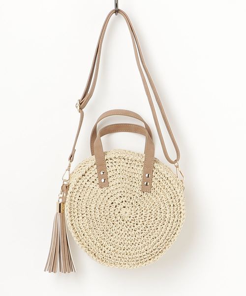 VENCEEXCHANGE（ヴァンスエクスチェンジ）の「ペーパーサークル2WAYショルダー（かごバッグ・レディース・オフホワイト/ブラック/ライトブラウン・FREE）」の5枚目の写真