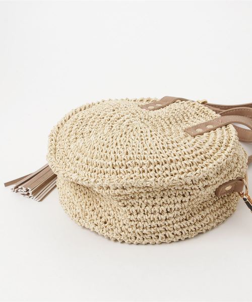 VENCEEXCHANGE（ヴァンスエクスチェンジ）の「ペーパーサークル2WAYショルダー（かごバッグ・レディース・オフホワイト/ブラック/ライトブラウン・FREE）」の4枚目の写真