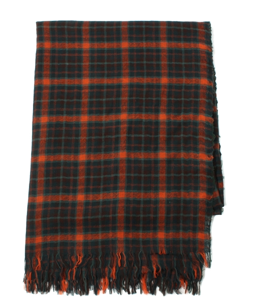 JOHN LAWRENCE SULLIVAN（ジョンローレンスサリバン）の「CHECK SHAWL（マフラー・メンズ・オレンジ/イエロー・FREE）」の2枚目の写真