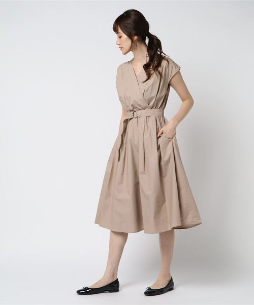 Cheek（チーク）の「綿カシュクールワンピース（ワンピース・レディース・ベージュ/ネイビー/パープル・MEDIUM）」の6枚目の写真