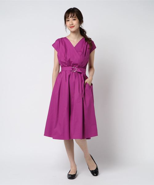 Cheek（チーク）の「綿カシュクールワンピース（ワンピース・レディース・ベージュ/ネイビー/パープル・MEDIUM）」の8枚目の写真