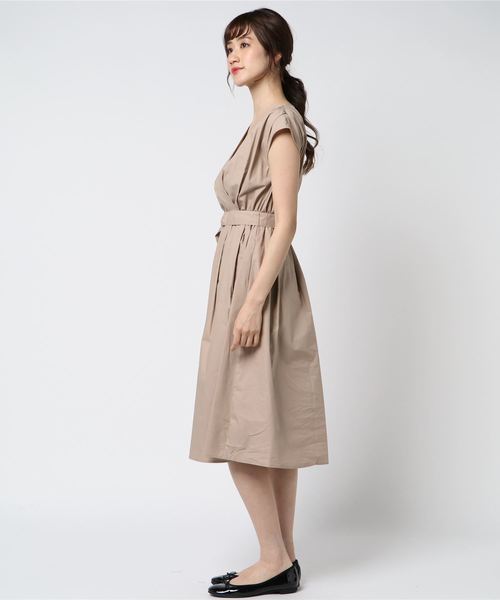 Cheek（チーク）の「綿カシュクールワンピース（ワンピース・レディース・ベージュ/ネイビー/パープル・MEDIUM）」の4枚目の写真