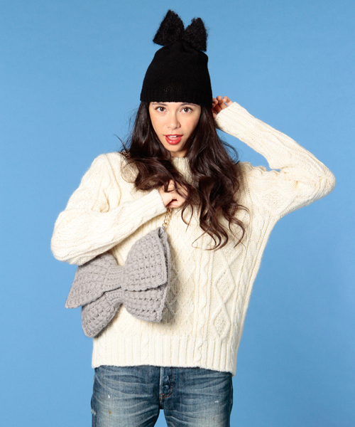 bpr BEAMS Women's(ビーピーアール ビームス)の「BERNSTOCK SPEIRS / リボン ニットキャップ(ニットキャップ/ビーニー・レディース・ブラック・ONE SIZE)」の5枚目の写真