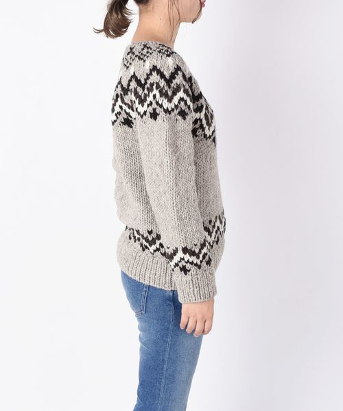 再値下げ！【新品】Khaju(カージュ)WEB限定ジャガードニットカウチン Khaju（カージュ）の「Khaju:ジャカードハンドニットプルオーバー