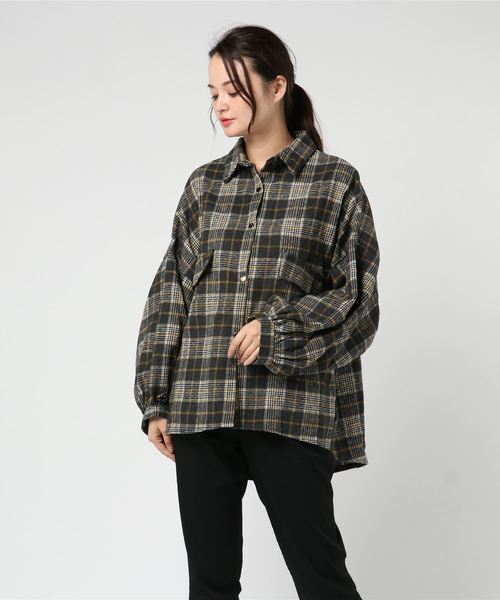 SpRay（スプレイ）の「チェックドルマンＢＩＧシャツ（シャツ/ブラウス・レディース・ベージュ/ブラウン/レッド/イエロー/ブルー・FREE）」の11枚目の写真