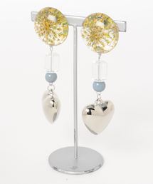 【lulugiraffe】ヴィンテージフラワーシルバーチャームピアス