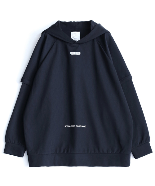 SHAREEF（シャリーフ）の「GEOMETRIC PATTERN LAYERED HOODIE（パーカー・メンズ・ホワイト/ブラック/ダークグリーン・1/2/3）」の3枚目の写真