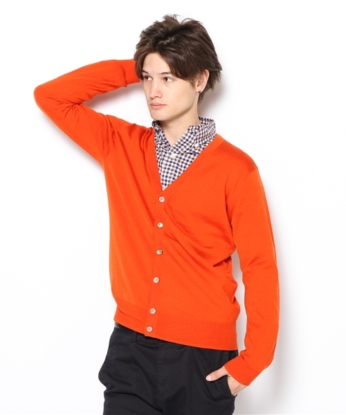 EDIFICE（エディフィス）の「◇16GG V カーディガン（カーディガン/ボレロ・メンズ・グリーン/オレンジ/ブルー系その他/ボルドー/ネイビー/チャコールグレー/ホワイト/ブラック・48/50/44/46）」の8枚目の写真