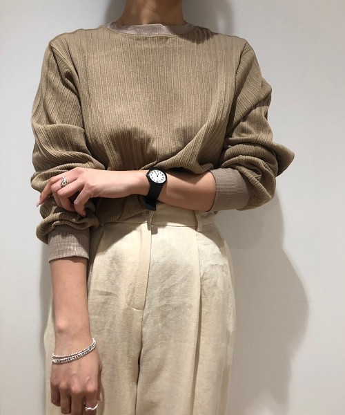 TODAYFUL(トゥデイフル)の「ブランリブロングT(Tシャツ/カットソー・レディース・ベージュ/キナリ・FREE)」の2枚目の写真