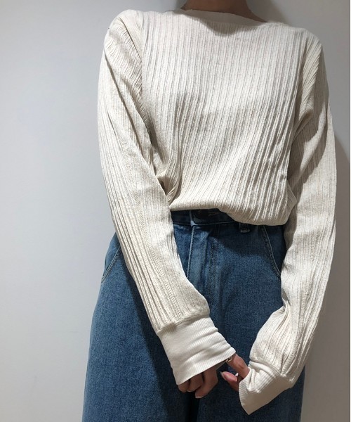 TODAYFUL(トゥデイフル)の「ブランリブロングT(Tシャツ/カットソー・レディース・ベージュ/キナリ・FREE)」の1枚目の写真