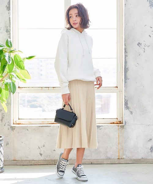 KOBE LETTUCE（コウベレタス）の「ミディ丈ニットプリーツスカート＊レディース/ボトムス[M2361]神戸レタス（スカート・レディース・アイボリー/グレー/ブラック・FREE）」の7枚目の写真