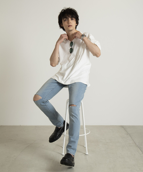 WEGO（ウィゴー）の「WEGO/USAコットンVネックポケットTシャツ（Tシャツ/カットソー・メンズ・ホワイト/ライトピンク/グリーン系その他/ブラック/ダークオレンジ/サックスブルー・MEDIUM/SMALL/LARGE）」の15枚目の写真