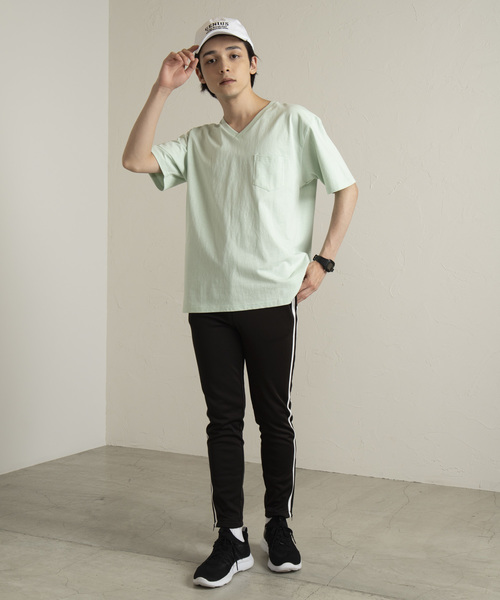 WEGO（ウィゴー）の「WEGO/USAコットンVネックポケットTシャツ（Tシャツ/カットソー・メンズ・ホワイト/ライトピンク/グリーン系その他/ブラック/ダークオレンジ/サックスブルー・MEDIUM/SMALL/LARGE）」の20枚目の写真