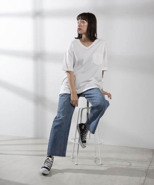 WEGO（ウィゴー）の「WEGO/USAコットンVネックポケットTシャツ（Tシャツ/カットソー・メンズ・ホワイト/ライトピンク/グリーン系その他/ブラック/ダークオレンジ/サックスブルー・MEDIUM/SMALL/LARGE）」の11枚目の写真