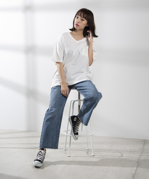 WEGO（ウィゴー）の「WEGO/USAコットンVネックポケットTシャツ（Tシャツ/カットソー・メンズ・ホワイト/ライトピンク/グリーン系その他/ブラック/ダークオレンジ/サックスブルー・MEDIUM/SMALL/LARGE）」の12枚目の写真