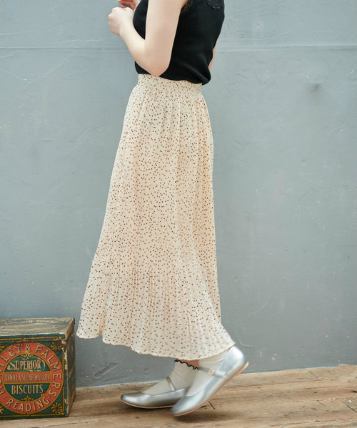 OLIVE des OLIVE（オリーブデオリーブ）の「[再入荷決定!]ドット消しプリーツスカート（スカート・レディース・ブラック/アイボリー/スモークピンク・FREE）」の2枚目の写真