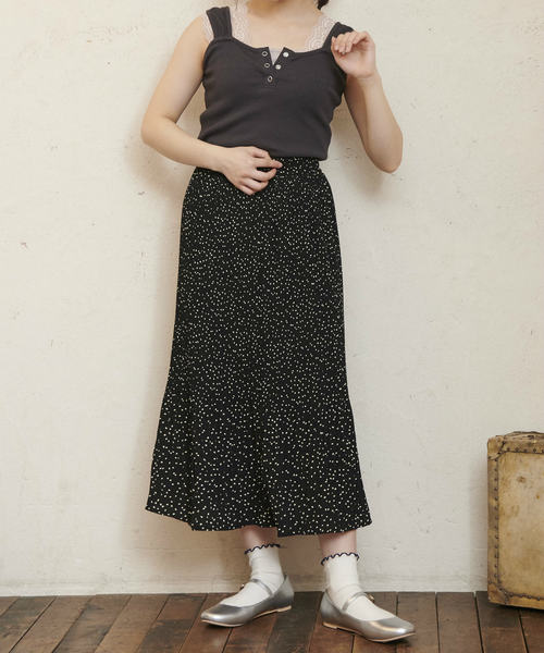 OLIVE des OLIVE（オリーブデオリーブ）の「[再入荷決定!]ドット消しプリーツスカート（スカート・レディース・ブラック/アイボリー/スモークピンク・FREE）」の3枚目の写真
