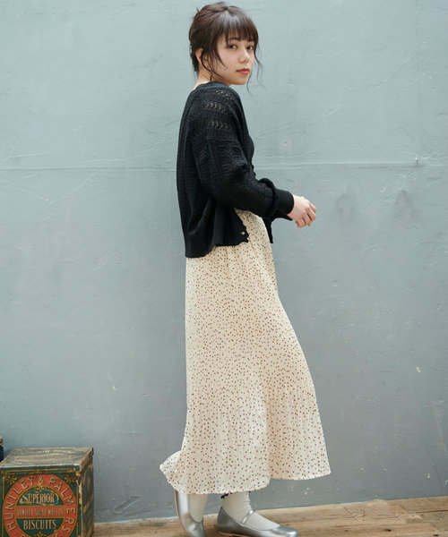 OLIVE des OLIVE（オリーブデオリーブ）の「[再入荷決定!]ドット消しプリーツスカート（スカート・レディース・ブラック/アイボリー/スモークピンク・FREE）」の22枚目の写真