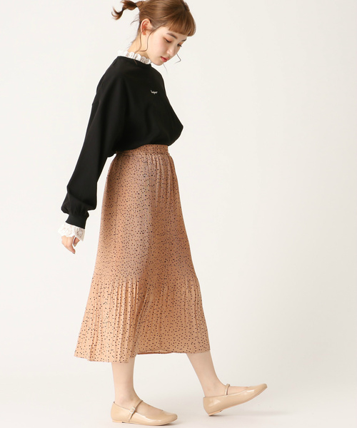 OLIVE des OLIVE（オリーブデオリーブ）の「[再入荷決定!]ドット消しプリーツスカート（スカート・レディース・ブラック/アイボリー/スモークピンク・FREE）」の4枚目の写真