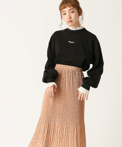 OLIVE des OLIVE（オリーブデオリーブ）の「[再入荷決定!]ドット消しプリーツスカート（スカート・レディース・ブラック/アイボリー/スモークピンク・FREE）」の6枚目の写真