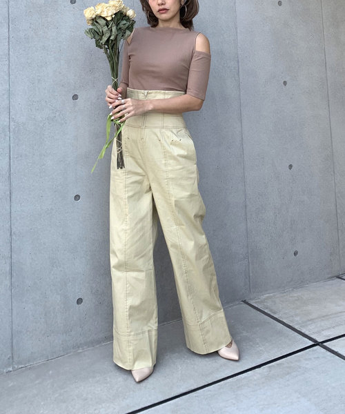 CIEL'AIR（シエルエアー）の「【CIEL'AIR/シエルエアー】ハイウエストコルセットパイピングパンツ（その他パンツ・レディース・ブラック/ベージュ・MEDIUM/LARGE）」の8枚目の写真