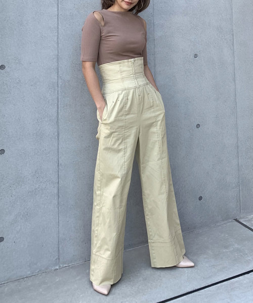 CIEL'AIR（シエルエアー）の「【CIEL'AIR/シエルエアー】ハイウエストコルセットパイピングパンツ（その他パンツ・レディース・ブラック/ベージュ・MEDIUM/LARGE）」の13枚目の写真