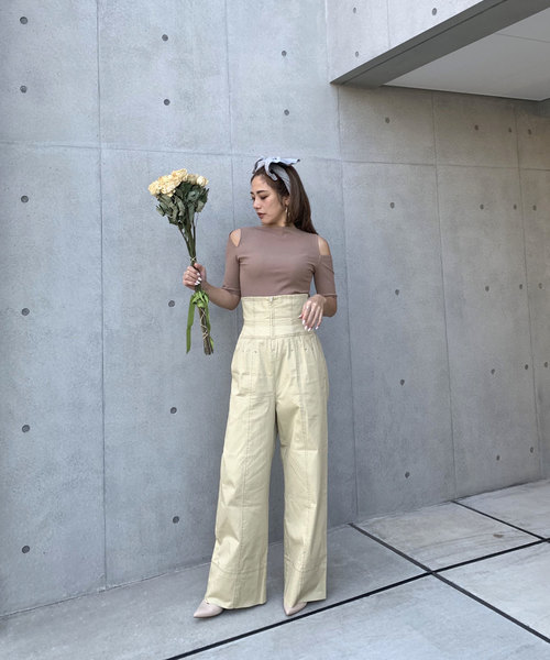 CIEL'AIR（シエルエアー）の「【CIEL'AIR/シエルエアー】ハイウエストコルセットパイピングパンツ（その他パンツ・レディース・ブラック/ベージュ・MEDIUM/LARGE）」の6枚目の写真