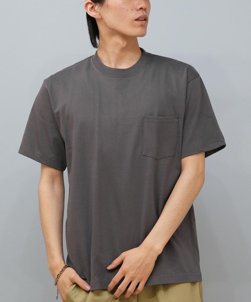 HANES（ヘインズ）の「HANES/ヘインズ (ポケット付き.ver)BEEFY-T 半袖Tシャツ パックTEE コットン100% H5190（Tシャツ/カットソー・メンズ・ホワイト/ブラック/パープル/ネイビー/グレー/ピンク/グリーン/ヘザーグレー/カーキ/レッド/ブルー/イエロー/ダークグレー/ケリーグリーン・S/M/L/XL/LL）」の3枚目の写真