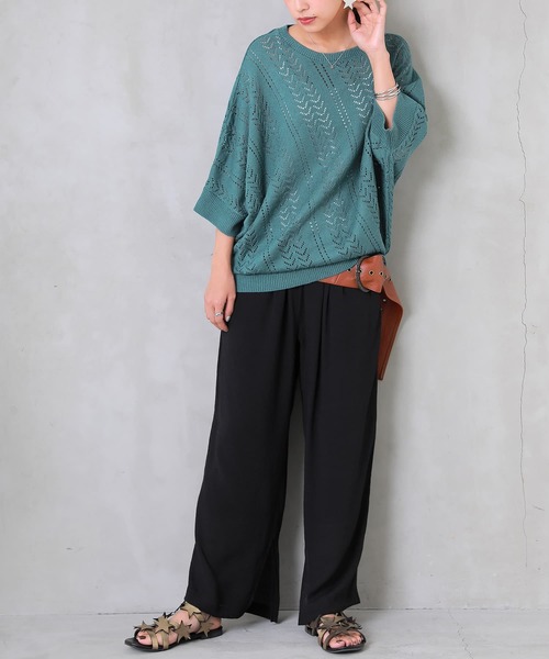 osharewalker(オシャレウォーカー)の「『透かし編みデザインドルマンニット』(ニット/セーター・レディース・グレー系その他/ブラウン系その他/ネイビー/ブルー系その他/ナチュラル・FREE)」の7枚目の写真