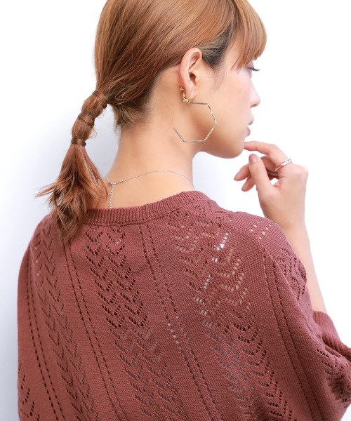 osharewalker(オシャレウォーカー)の「『透かし編みデザインドルマンニット』(ニット/セーター・レディース・グレー系その他/ブラウン系その他/ネイビー/ブルー系その他/ナチュラル・FREE)」の14枚目の写真