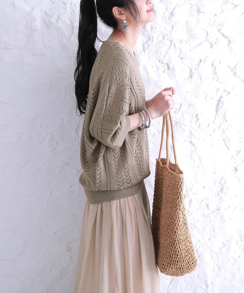 osharewalker(オシャレウォーカー)の「『透かし編みデザインドルマンニット』(ニット/セーター・レディース・グレー系その他/ブラウン系その他/ネイビー/ブルー系その他/ナチュラル・FREE)」の18枚目の写真