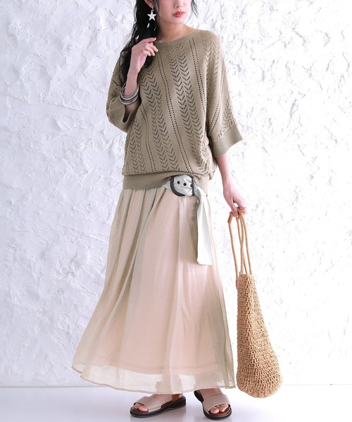 osharewalker(オシャレウォーカー)の「『透かし編みデザインドルマンニット』(ニット/セーター・レディース・グレー系その他/ブラウン系その他/ネイビー/ブルー系その他/ナチュラル・FREE)」の19枚目の写真