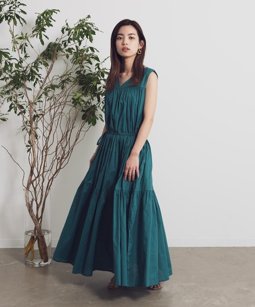 Aunt Marie's（アントマリーズ）の「AUNT MARIE'S ノースリティアードロングワンピース（ワンピース・レディース・ブラック/ベージュ/グリーン/ナチュラル・FREE）」の4枚目の写真