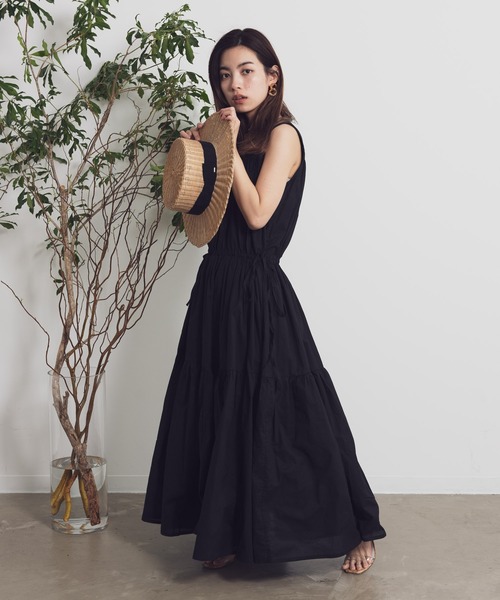 Aunt Marie's（アントマリーズ）の「AUNT MARIE'S ノースリティアードロングワンピース（ワンピース・レディース・ブラック/ベージュ/グリーン/ナチュラル・FREE）」の2枚目の写真