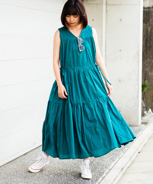 Aunt Marie's（アントマリーズ）の「AUNT MARIE'S ノースリティアードロングワンピース（ワンピース・レディース・ブラック/ベージュ/グリーン/ナチュラル・FREE）」の11枚目の写真