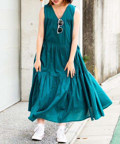 Aunt Marie's（アントマリーズ）の「AUNT MARIE'S ノースリティアードロングワンピース（ワンピース・レディース・ブラック/ベージュ/グリーン/ナチュラル・FREE）」の14枚目の写真