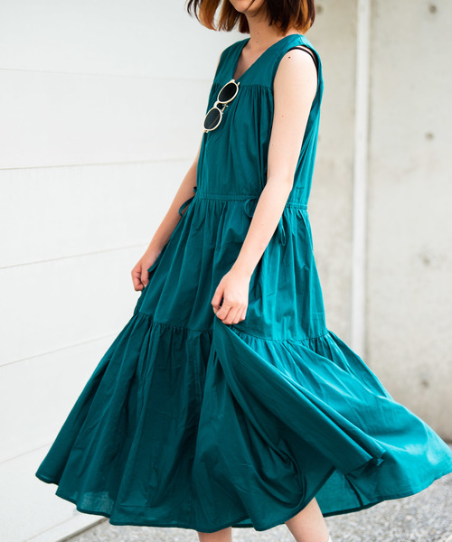 Aunt Marie's（アントマリーズ）の「AUNT MARIE'S ノースリティアードロングワンピース（ワンピース・レディース・ブラック/ベージュ/グリーン/ナチュラル・FREE）」の7枚目の写真