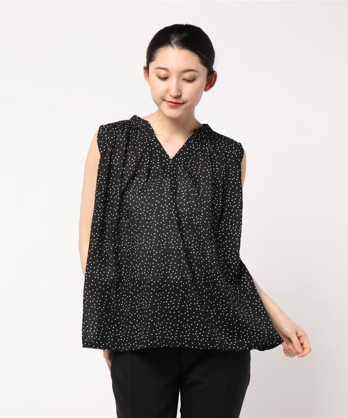 AMERICAN HOLIC（アメリカンホリック）の「スキッパーノースリーブブラウス＊（シャツ/ブラウス・レディース・チェック/その他14/ブラック/オフホワイト/カーキ/キャメル/ストライプ/ドット・L/M）」の6枚目の写真