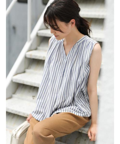 AMERICAN HOLIC（アメリカンホリック）の「スキッパーノースリーブブラウス＊（シャツ/ブラウス・レディース・チェック/その他14/ブラック/オフホワイト/カーキ/キャメル/ストライプ/ドット・L/M）」の17枚目の写真