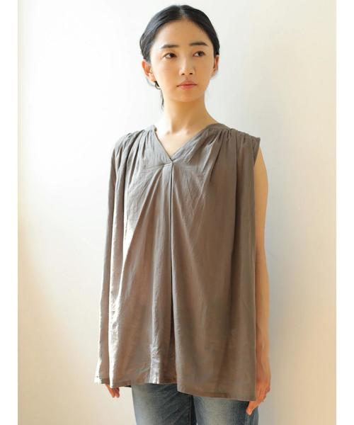 AMERICAN HOLIC（アメリカンホリック）の「スキッパーノースリーブブラウス＊（シャツ/ブラウス・レディース・チェック/その他14/ブラック/オフホワイト/カーキ/キャメル/ストライプ/ドット・L/M）」の21枚目の写真