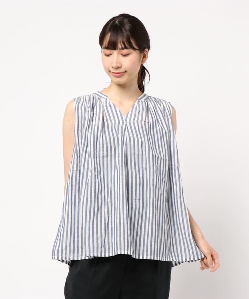 AMERICAN HOLIC（アメリカンホリック）の「スキッパーノースリーブブラウス＊（シャツ/ブラウス・レディース・チェック/その他14/ブラック/オフホワイト/カーキ/キャメル/ストライプ/ドット・L/M）」の20枚目の写真