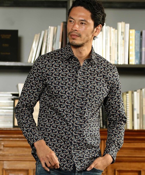 MEN'S BIGI（メンズビギ）の「ヴィンテージ調幾何学柄プリントシャツ【ウォッシャブル仕様】（シャツ/ブラウス・メンズ・ブラック/ブラウン/ネイビー・M/S/L）」の5枚目の写真