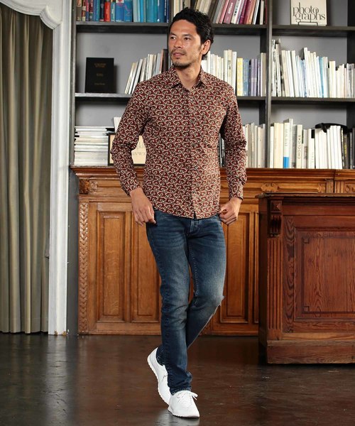 MEN'S BIGI（メンズビギ）の「ヴィンテージ調幾何学柄プリントシャツ【ウォッシャブル仕様】（シャツ/ブラウス・メンズ・ブラック/ブラウン/ネイビー・M/S/L）」の11枚目の写真