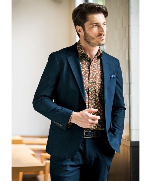 MEN'S BIGI（メンズビギ）の「ヴィンテージ調幾何学柄プリントシャツ【ウォッシャブル仕様】（シャツ/ブラウス・メンズ・ブラック/ブラウン/ネイビー・M/S/L）」の21枚目の写真