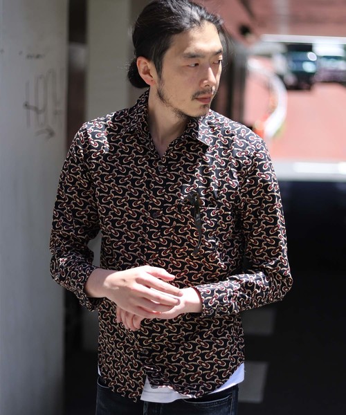 MEN'S BIGI（メンズビギ）の「ヴィンテージ調幾何学柄プリントシャツ【ウォッシャブル仕様】（シャツ/ブラウス・メンズ・ブラック/ブラウン/ネイビー・M/S/L）」の19枚目の写真