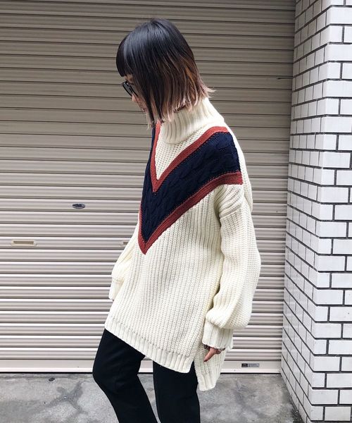 PAGEBOY（ページボーイ）の「モードチルデンニット（ニット/セーター・レディース・ブラック/ベージュ/オフホワイト・FREE）」の6枚目の写真